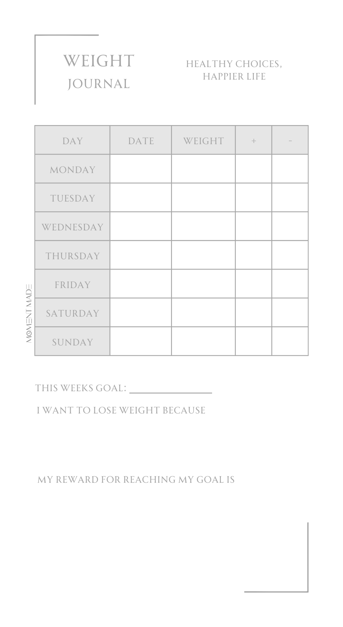 Weight Journal - Focus