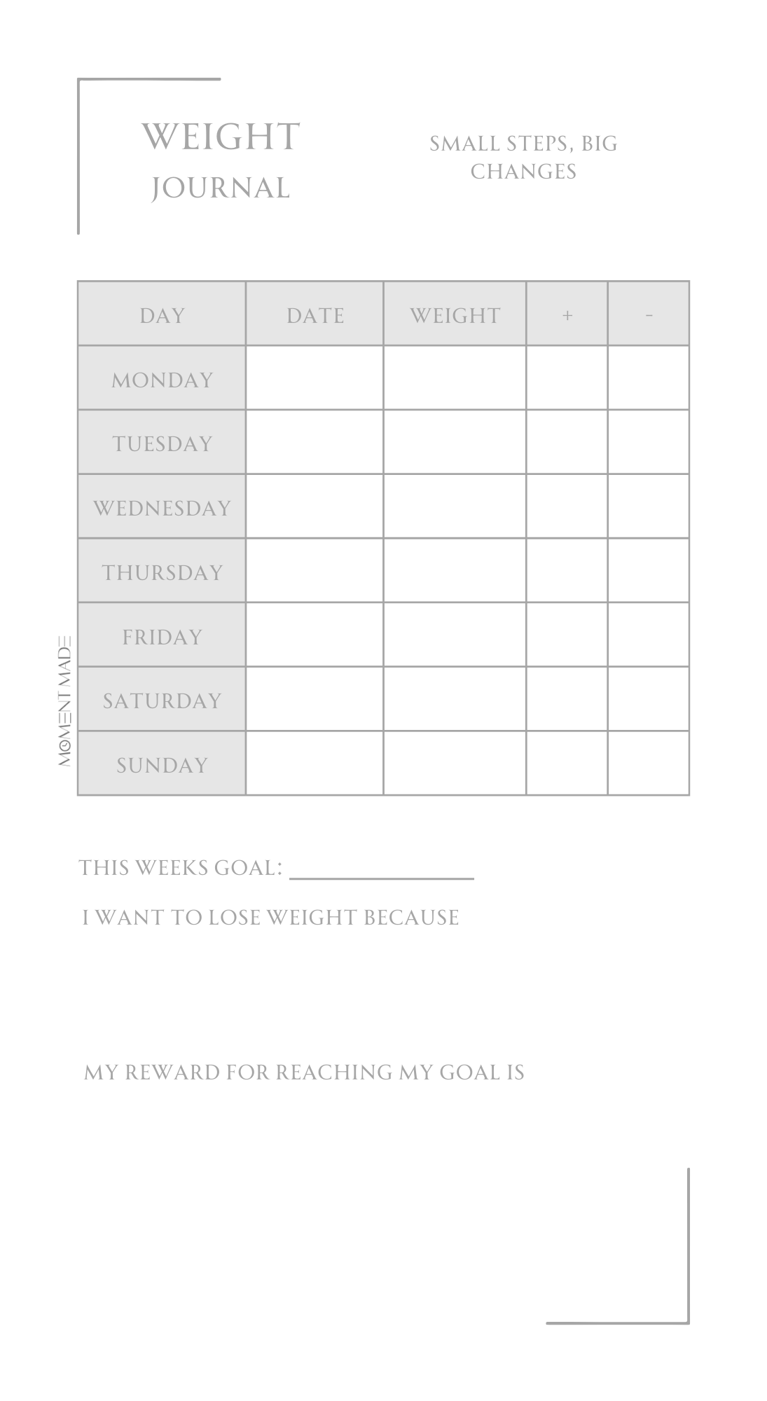 Weight Journal - Focus