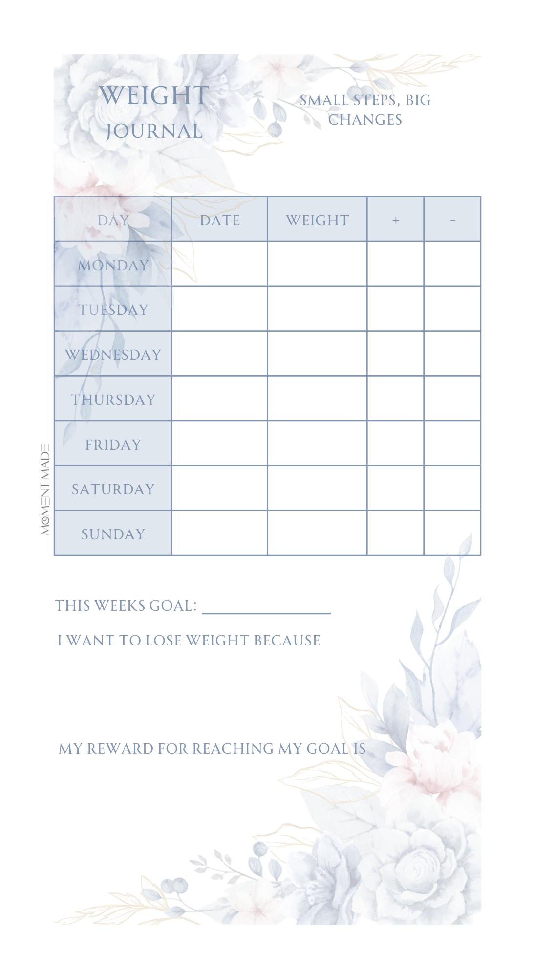 Weight Journal - Garden of Goals